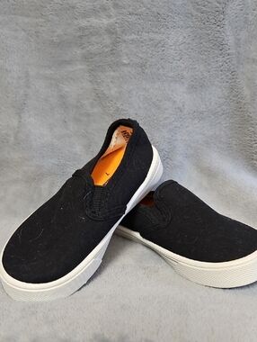 Garanimals Black Canvas Slip-On Sneakers with Orange Insole